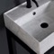 Modern Marble Design Ceramic Console Sink and Matte Black Base